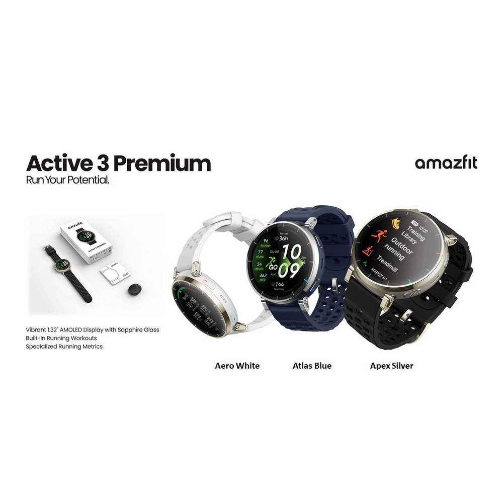Amazfit Active 3 Premium Atlas Blue a další barevné varianty modelu