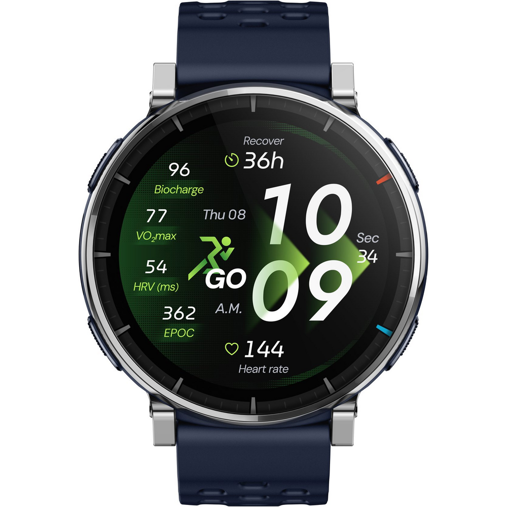 Chytré hodinky Amazfit Active 3 Premium Atlas Blue s přehledem sportovních údajů