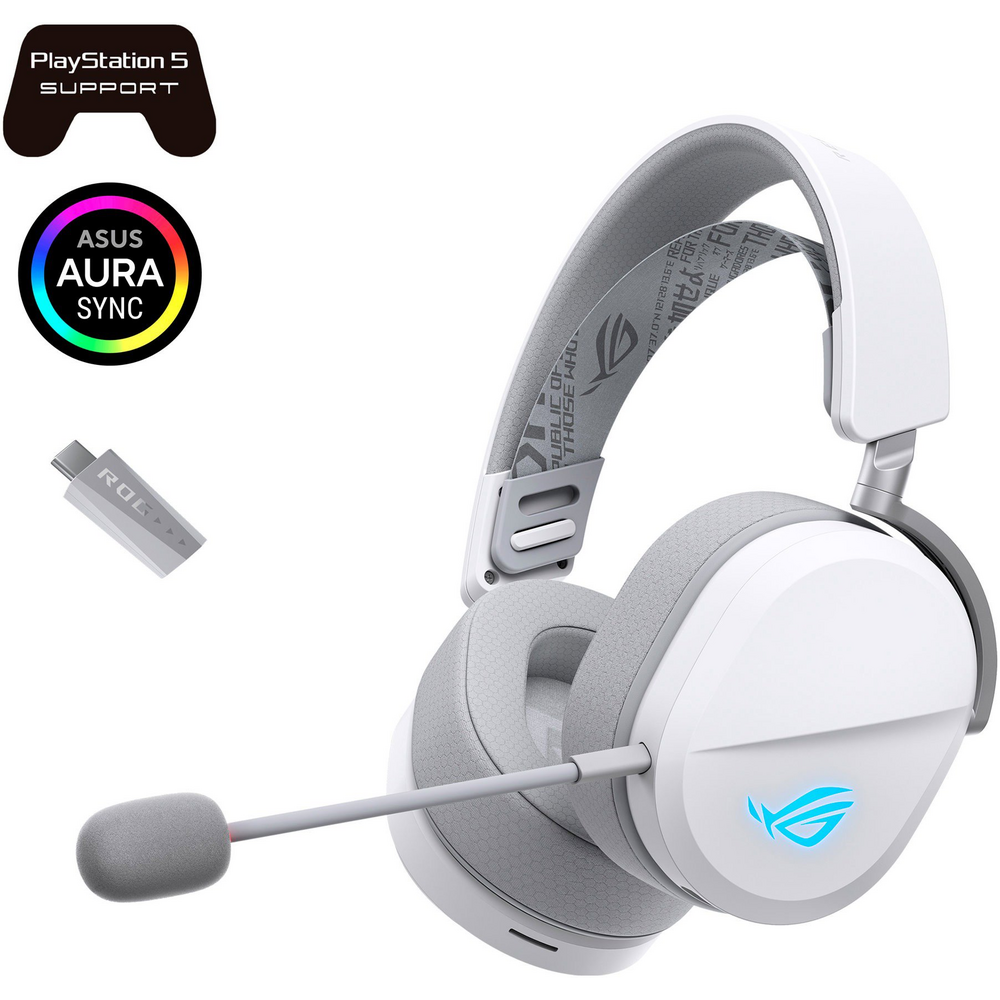 ASUS ROG Pelta Moonlight White s USB přijímačem a Aura Sync