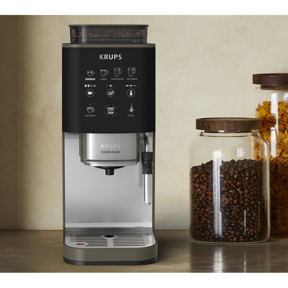 Automatický kávovar Krups Coffee Crush Experience v tmavě šedém provedení
