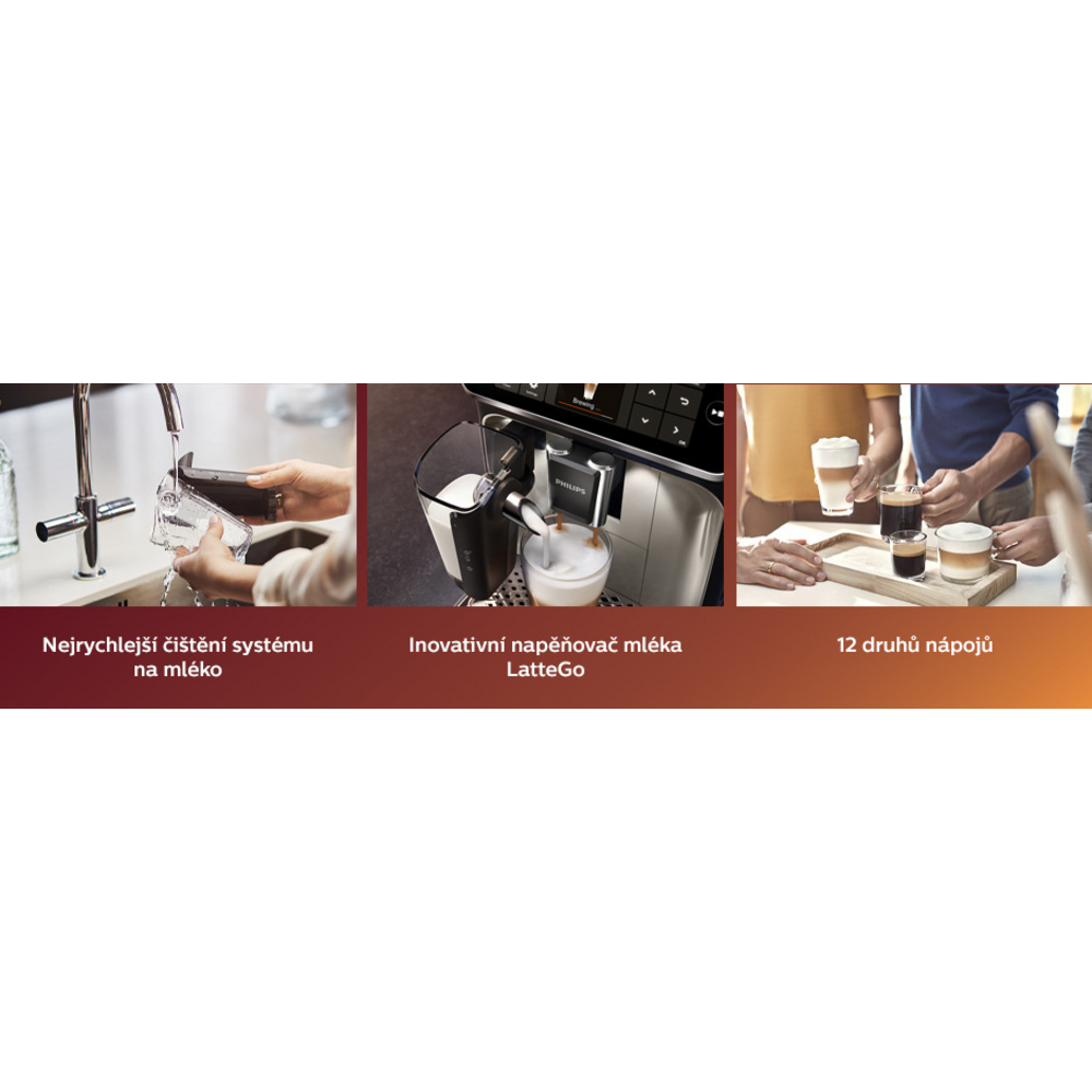 Hlavní přednosti kávovaru Philips Series 5400 LatteGo EP5447/90