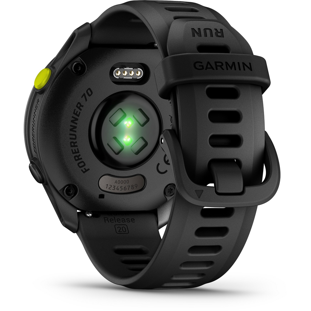 Zadní strana hodinek Garmin Forerunner 70 Black se senzory
