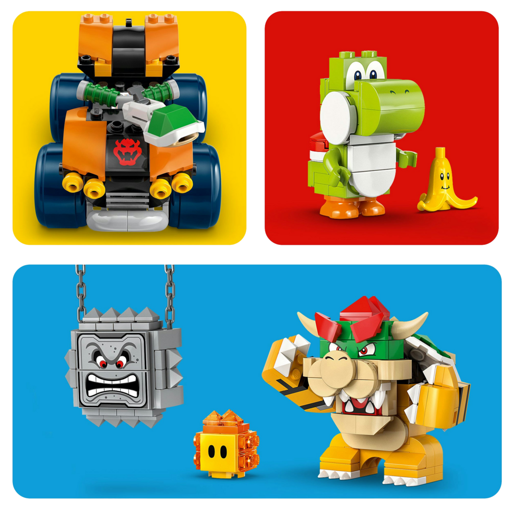 LEGO Super Mario Bowser Yoshi Thwomp a závodní doplňky