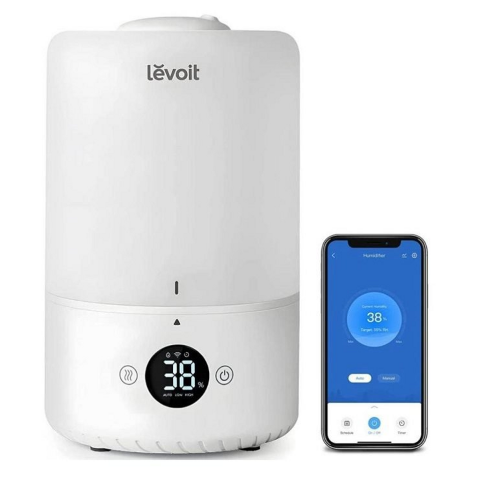 Levoit Dual 200S s LED displejem a zobrazením vlhkosti v mobilní aplikaci