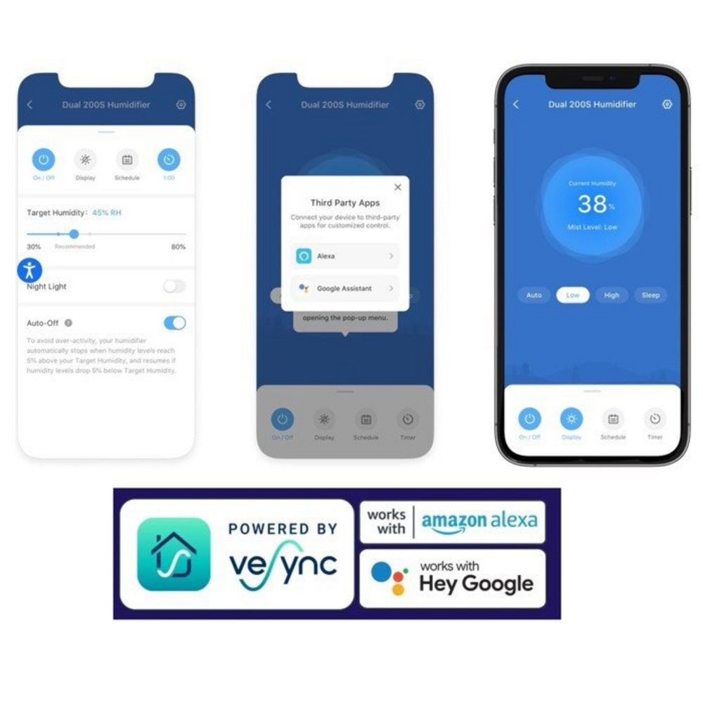 Mobilní aplikace pro nastavení zvlhčovače vzduchu Levoit Dual 200S