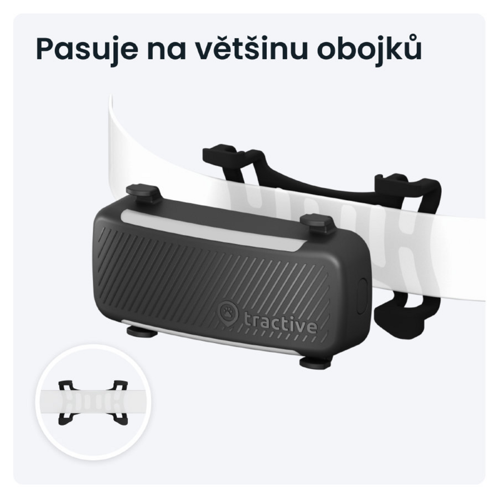 Tractive DOG 6 upevněný na psím obojku pomocí spony